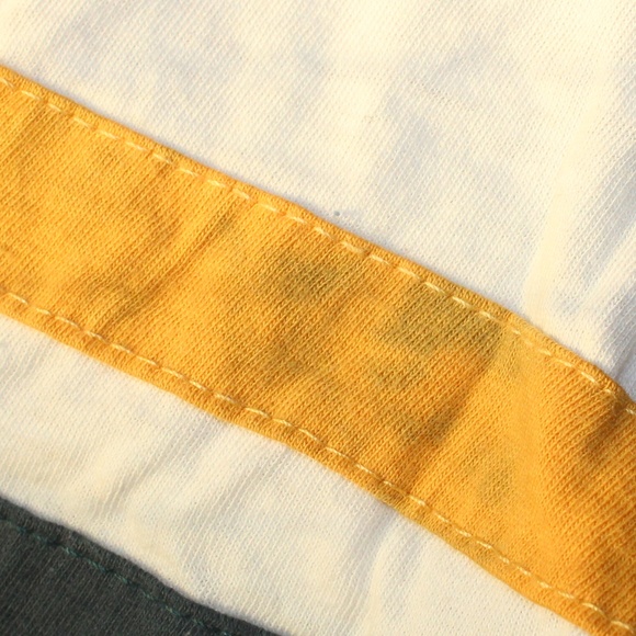 White/Dark Blueish Green Crop Top w/Yellow Stripes - Picture 8 of 8